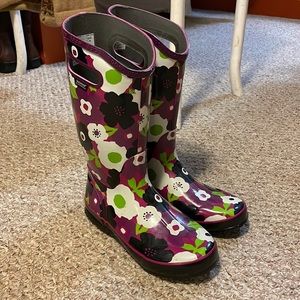 Bogs Floral Winter Rain Boots - Purple and Green
